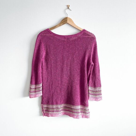 Tommy Bahama Women Sweater Open Knit Quarter Sleeve Purple Medium - Picture 3 of 8